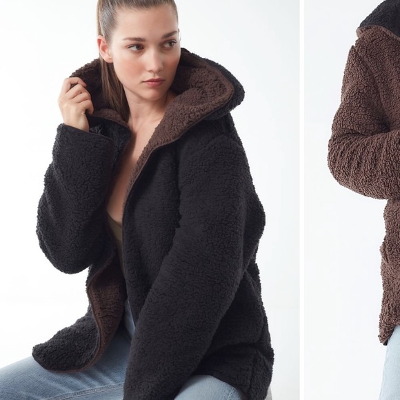 uo reversible teddy coat